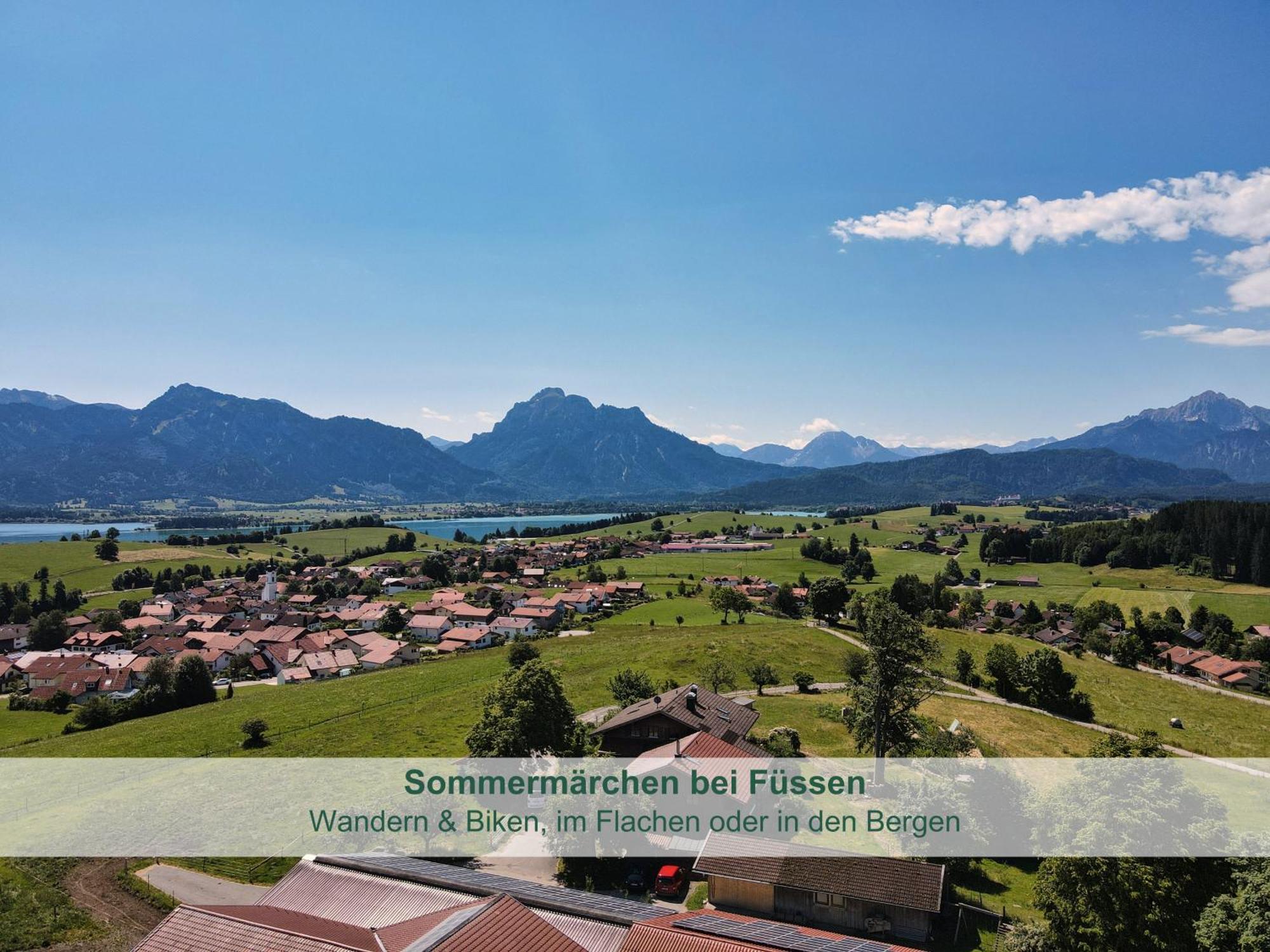 Chalet - Ferienwohnungen - Biohof Stoeger - Panoramasuedbalkon - Grandiose Aussicht Auf See, Berge Und Schloss Neuschwanstein Rieden Exteriör bild