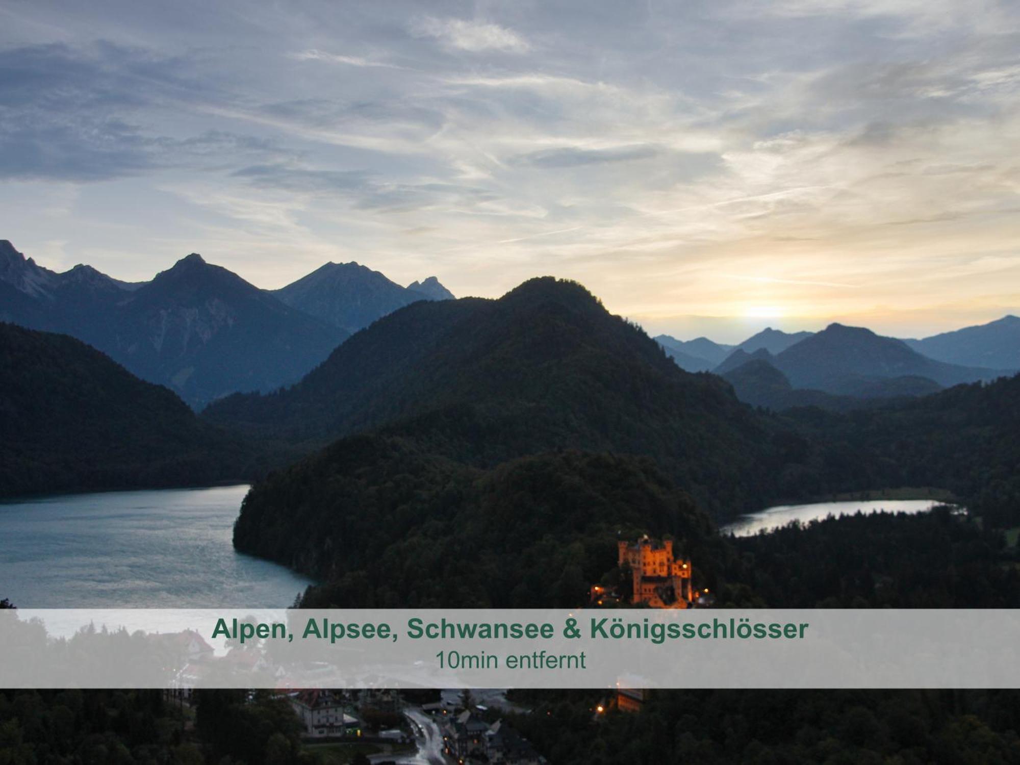 Chalet - Ferienwohnungen - Biohof Stoeger - Panoramasuedbalkon - Grandiose Aussicht Auf See, Berge Und Schloss Neuschwanstein Rieden Exteriör bild